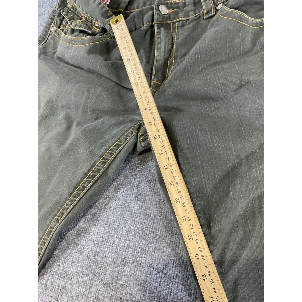 True Religion USA Made Jeans Mens 42x28 Olive Green Straight Denim Pants Y2K
